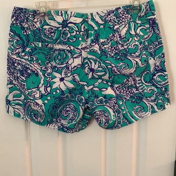 Women’s Lilly Pulitzer The Callahan Shorts Sz.6 Turquoise Blue & White Paisley - Picture 5 of 9